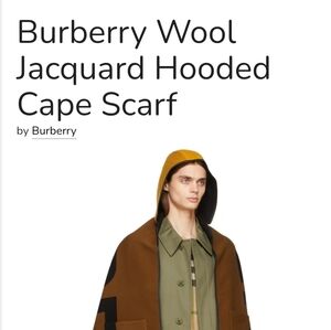 Burberry Wool Jacquard Hooded Cape Scarf